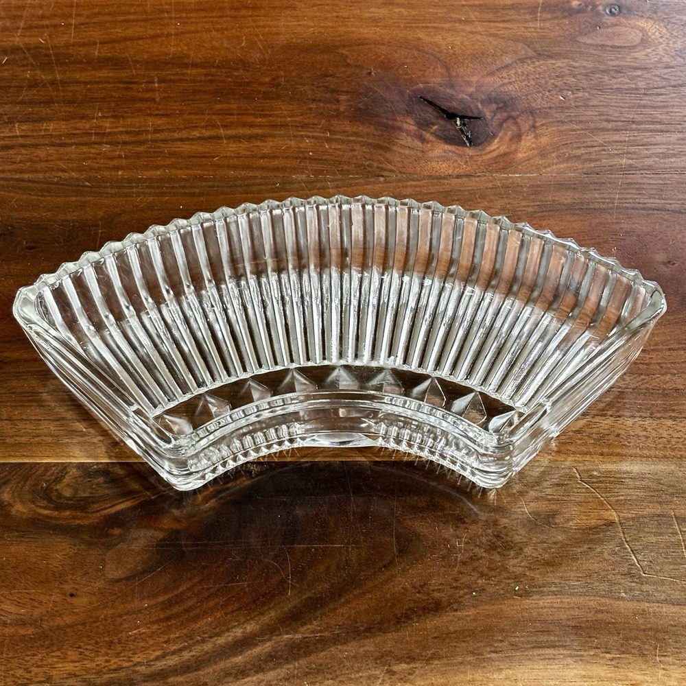 VTG MCM Kromex Curved Clear Glass Lazy Susan Appetizer Dish Replacement Art Deco